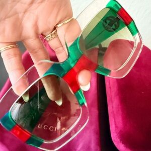 Gucci Women's Sunglasses with Red and Green Accents